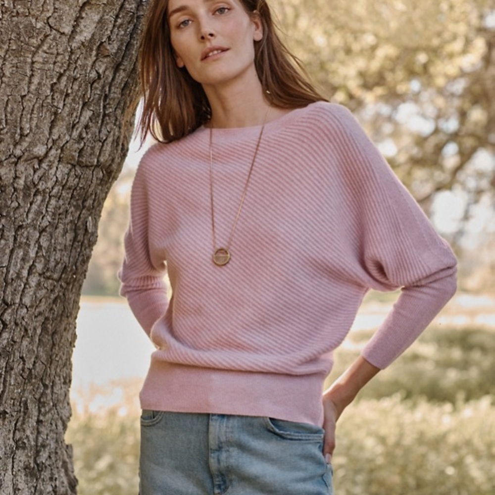 Garnet Hill Cashmere Angled-Rib Sweater